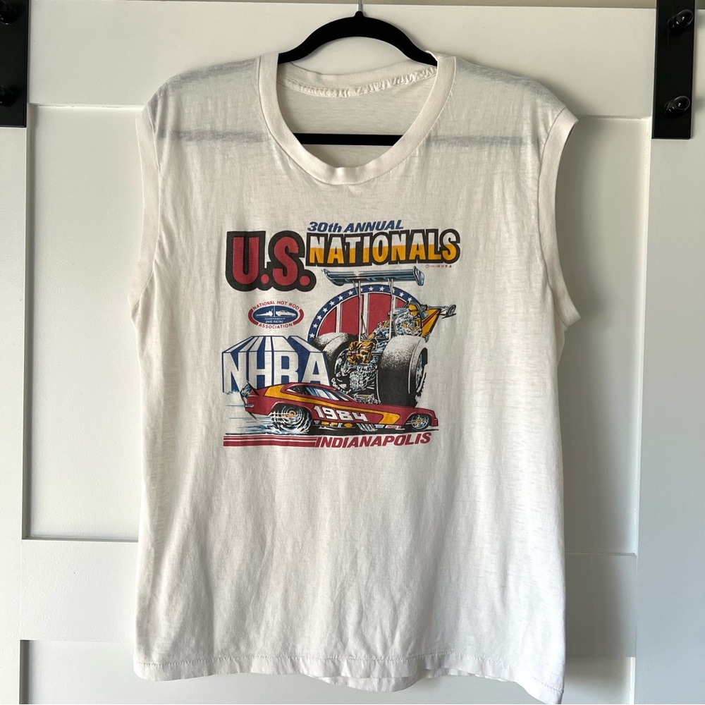 Vintage 1984 NHRA Indianapolis U.S. Nationals Sleeveless T-shirt